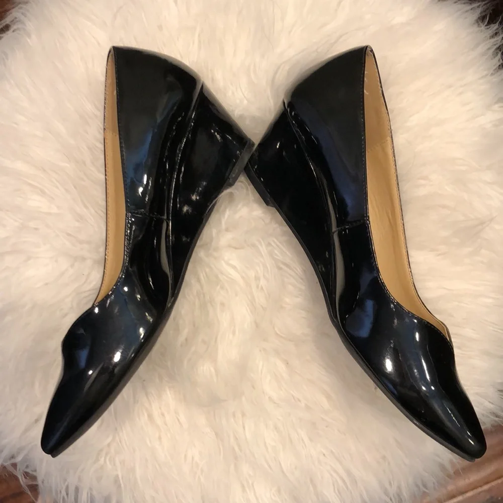 CL by Chinese laundry | black patent leather wedge heels